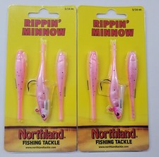 Lot Of (2) Northland Tackle Rippin'Minnows3/16oz-Glow pink