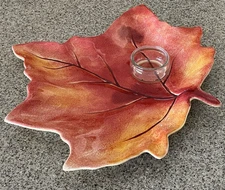 LARGE Autumn Leaf Tray Chip And Dip Server 18.5”