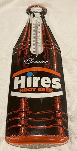 Vintage Original Hires Root Beer Bottle Thermometer Advertising Metal Sign 29x8