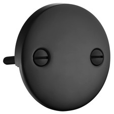 2 Hole Bathtub Overflow Plate, 3-3/16 Inches Diameter, Matte Black
