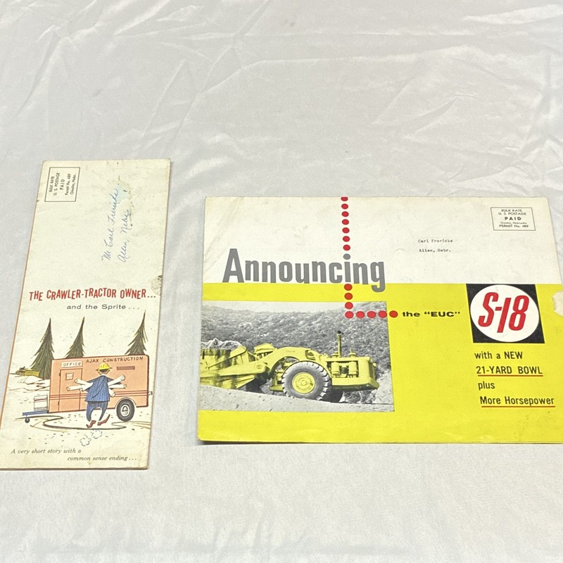 Euclid C-6 Crawler Tractor & S-18 Scraper Advertising Brochure Poster Lot of 2