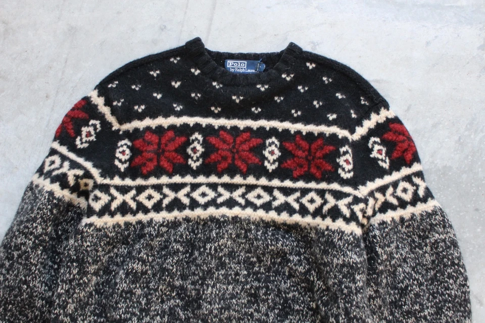 Polo Ralph Lauren Años 90 Talla XXL Tejido a Mano Isla Justa Invierno Lana de Cordero Seda Suéter Foto 2 de 4