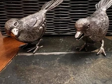 VTG E.P.N.S. Lacquered Silver-Plated Songbirds Set of 2 Figurines Collectibles