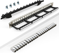Patch Panel 24 Port with Cat7 STP Keystone Jack Ec Listed Front Cable Rack Smar
