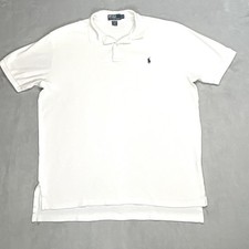 Ralph Lauren Polo Shirt Mens Size Large White Pony Casual Short Sleeve