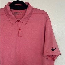 Nike Golf Men's Striped Red Pink Dri-Fit Standard Shirt XL Polo Style