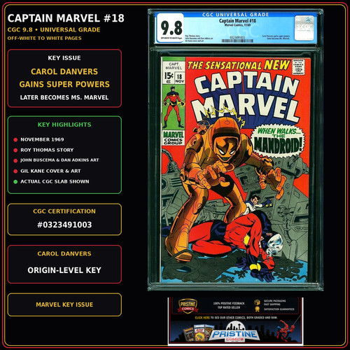 CAPTAIN MARVEL #18 CGC 9.8 CAROL DANVERS GAINS POWERS KEY ISSUE #0323491003