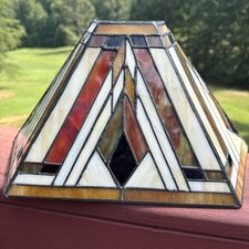 Rare Aztec Stained Glass Tiffany Style Electr...