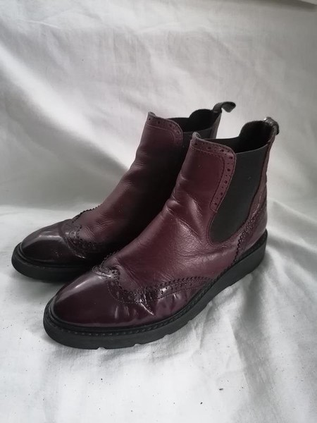 Women Dune Boots Burgundy Leather 38