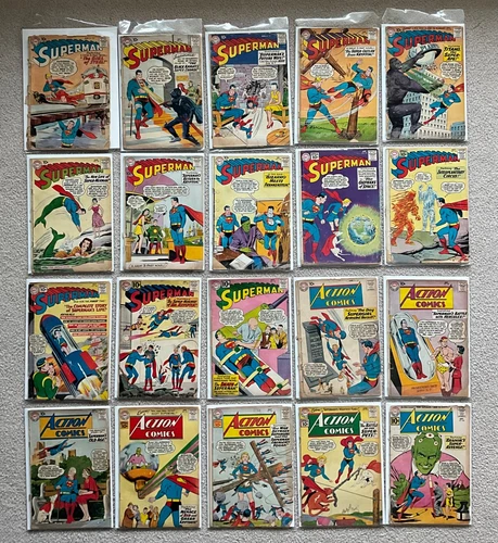 Lot of 20 vintage early silver age DC comics Superman, Action all 10 cent