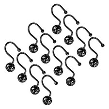 Lot de 12 crochets de rideau de douche, en métal inoxydable, avec design en f...