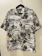 Vintage HAWAIIAN Print Men's Aloha Shirt / Hawaii Blues  LARGE