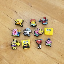11 Crocs Clogs PVC Charms, SpongeBob Square Pants Jibbitz Style Plug Shoe Charms