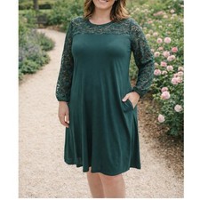 Apt 9 Women Lace Long Sleeve Dress XL Pocket Shift Stretch Party Wedding NWT