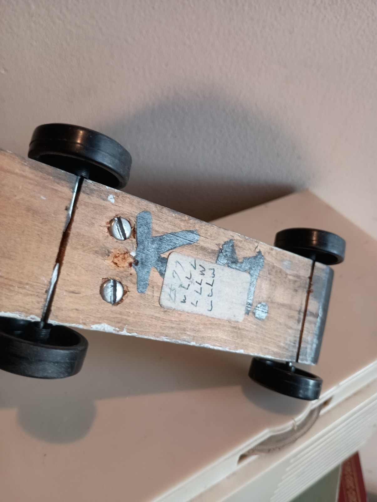 Vintage Pinewood Derby Race Car Vintage  Hand Made Cub Scouts BSA