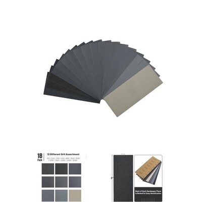 All-in-One 18 Pack Wet Dry Sandpaper   120 to 3000 Grits for Precision Finishing