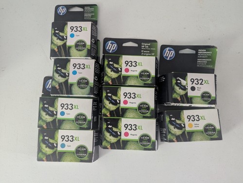 9er Set Original 932XL Schwarz, 933XL Gelb Magenta Cyan Tintenpatronen ABGELAUFEN