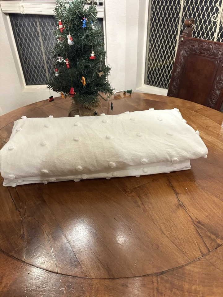 Capa de edredom creme branco king algodão polk ponto A usada sem etiqueta - Imagem 4 de 4