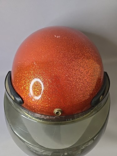 Elmetto e scudo a bolle vintage anni 70 Arthur Fulmer AF- 20/40 arancione metallo fiocco - Foto 4 di 17