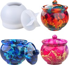 Jar Resin Molds Silicone, Large Jars Silicone Molds with Lid for Epoxy Resin Cas