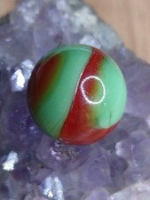 Lime Green  Red Akro TwoColor Prize Corkscrew Swirl Vintage Marble .61" NM-