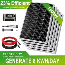 1000W Solar Panel Kit Battery Charger RV Marine Boat Off Grid w/ MPPT Controller