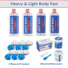 Dental Putty Fast Set VPS Dental Impression Material 8pc Light & Heavy Body Fast