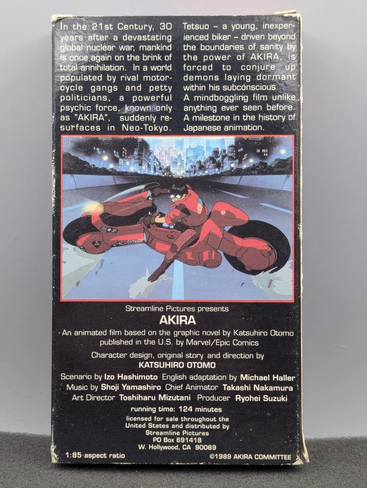 AKIRA 1989 English Widescreen Letterbox VHS Streamline Pictures Anime Free S&H — 第 2/4 张图片