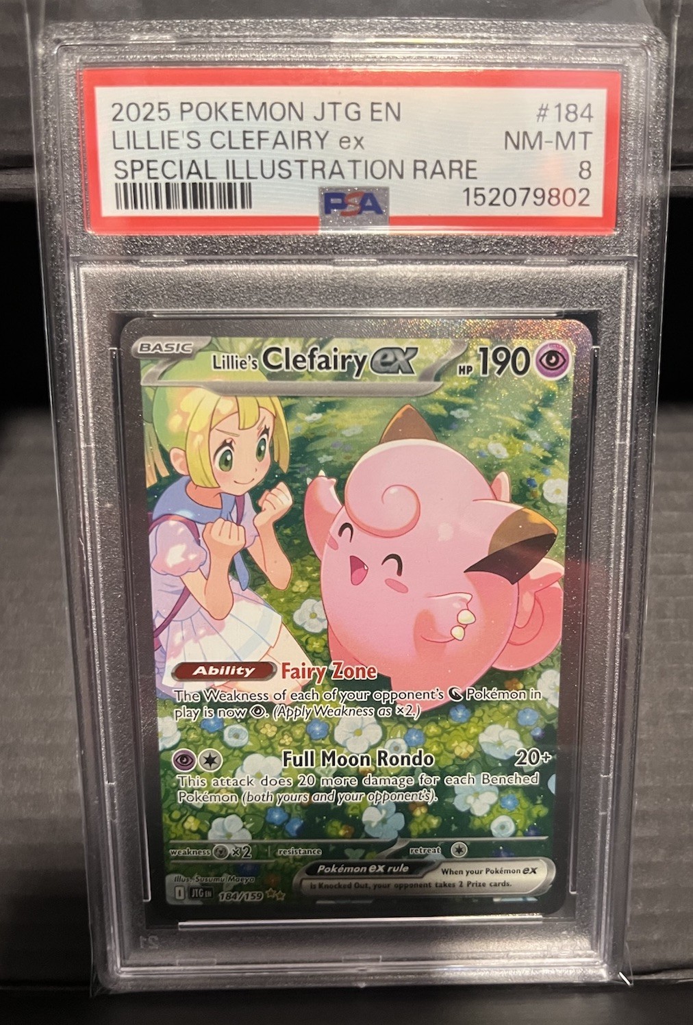 2025 pokemon jtg en-journey together Lillie’s Clefairy Ex SIR 184 Nm-MT PSA 8