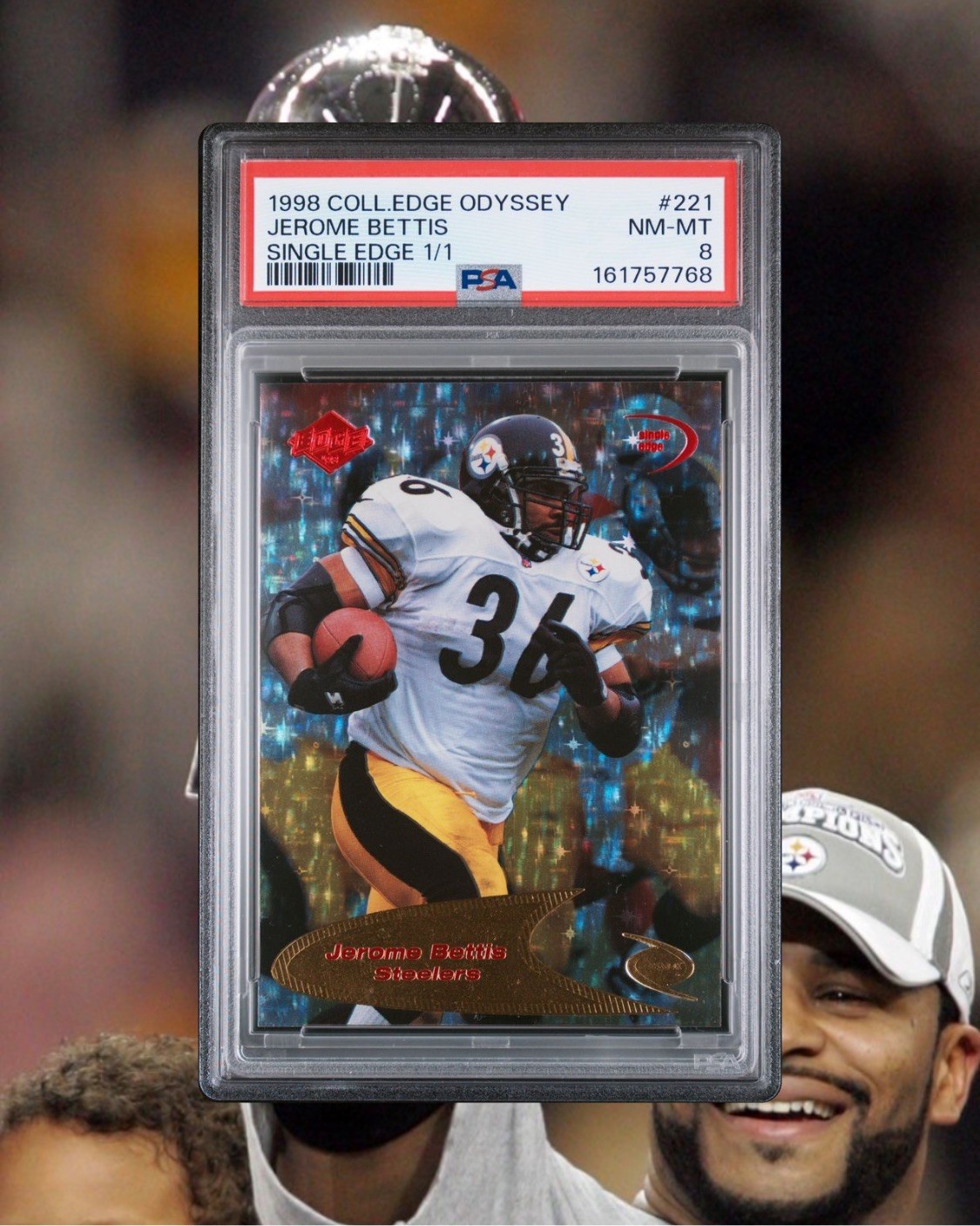 JEROME BETTIS 1998 COLLECTOR'S EDGE ODYSSEY #221 SINGLE EDGE 1/1 - STEELERS PSA