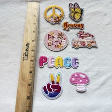 Embroidered Iron-on patches, 8 pack, hippie, peace, designs Free Shipping