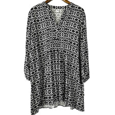 Old Navy Boho Tunic Dress XXL Black White Print