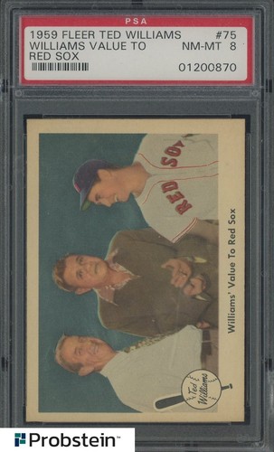 1959 Fleer Ted Williams #75 Williams Value To Red Sox PSA 8 NM-MT