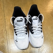 PUMA Mens White/Black Low Top Lace-Up Athleti...