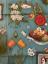 Frida Kahlo inspired Cotton Alexander Henry Blue Fabric 37 long X 41 wide