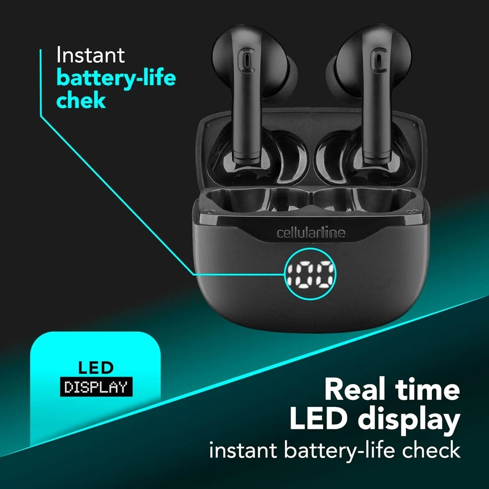 Auricolari Bluetooth Cellularline nero - Immagine 2 di 3