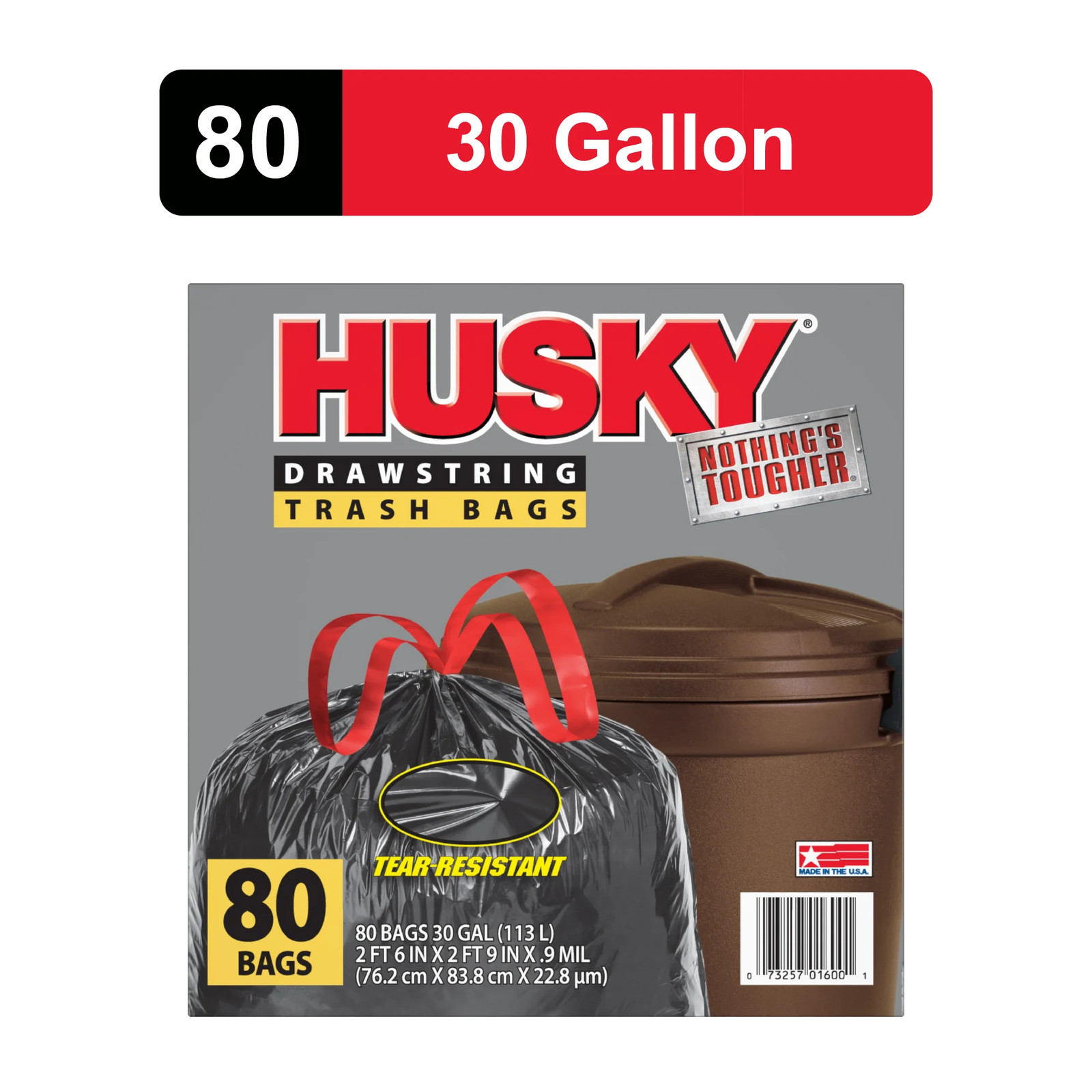 30 Gallon Large Drawstring Trash Bags, 80 Bags