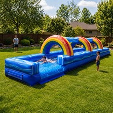 Commercial Inflatable Blue 30ft Blow Up Inflatable Water Slide With Blower