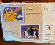 The Creative Circle Rainbow Penguins #1431 Embroidery Stitch Kit 8"x10"
