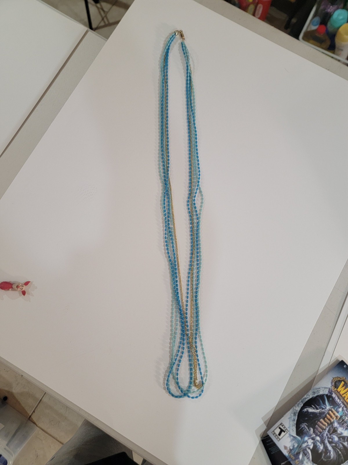 Plastic Beaded Blue Three Strand Multi-strand Nec… - image 10