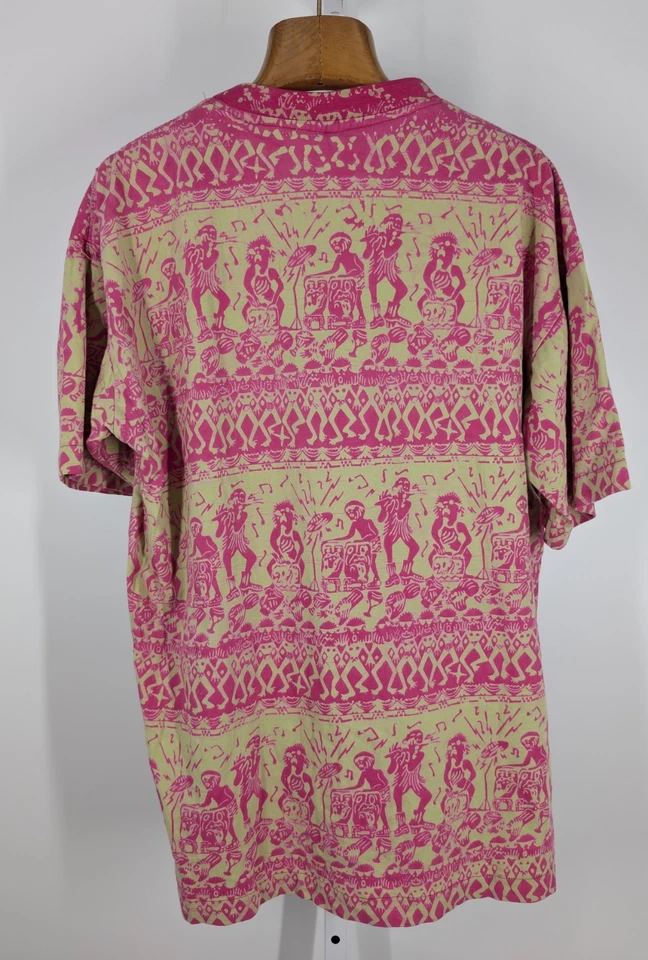 复古 90 年代 Batik Bali 印度尼西亚艺术手印部落 AOP 说唱乐队波西米亚 Med — 第 2/3 张图片