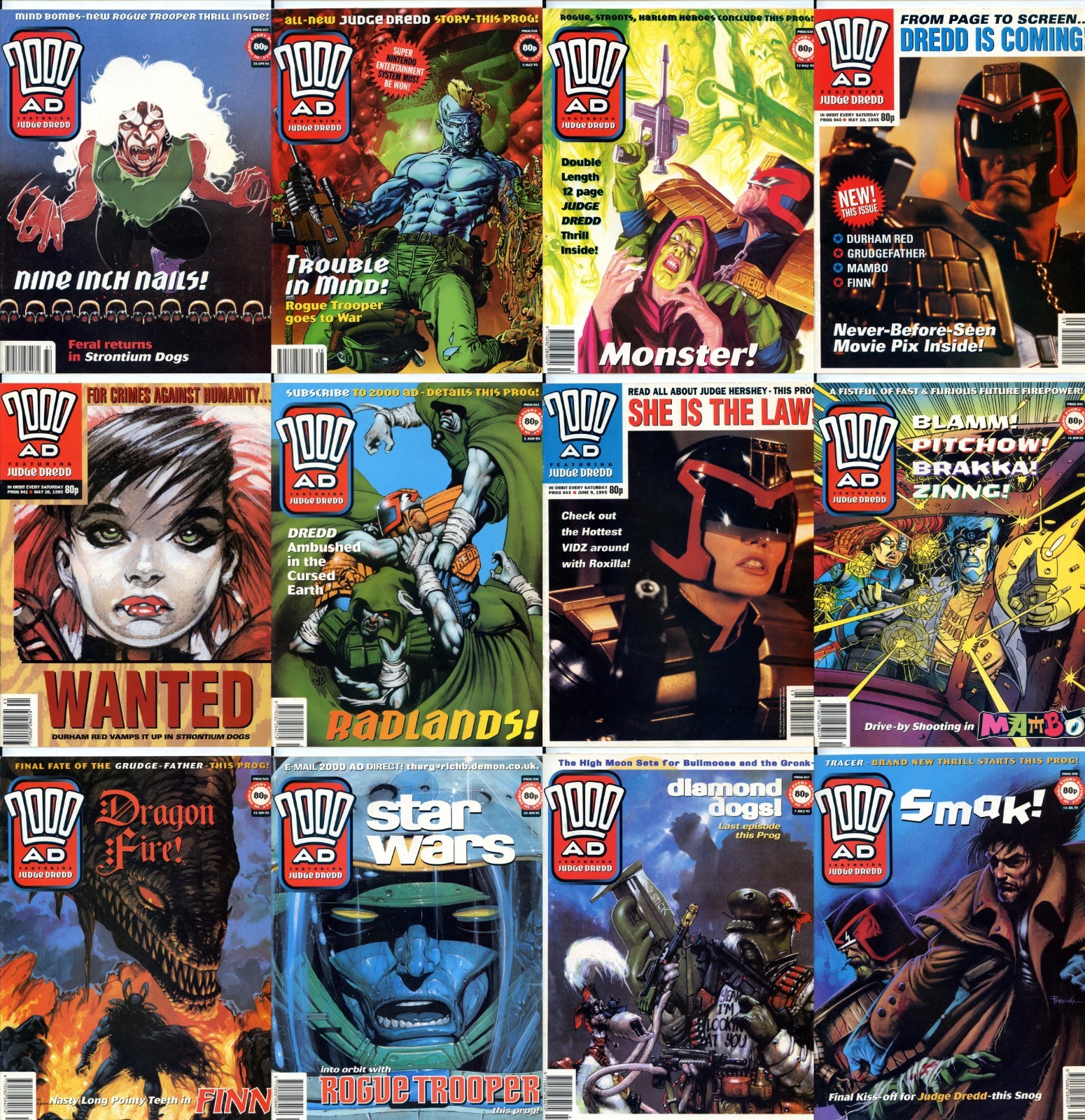 2000 AD Comics Magazines Judge Dredd Job Lot Bundle x 12 1995 (937 to 948)