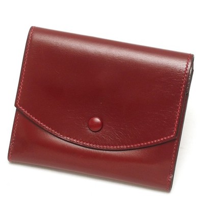 Hermès Vintage Bordeaux Box calf leather Snap-Button Tri-Fold Wallet France