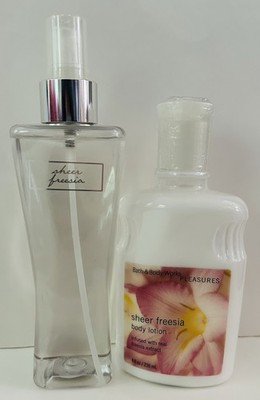 New 2-Piece Set Bath & Body Works SHEER FREESIA 8 Fl Oz Lotion & Mist DUO Set