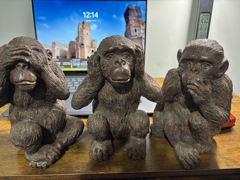 Three Wise Monkeys Figurine Hear, See, Speak No Evil Decorative Statue Sculpture
