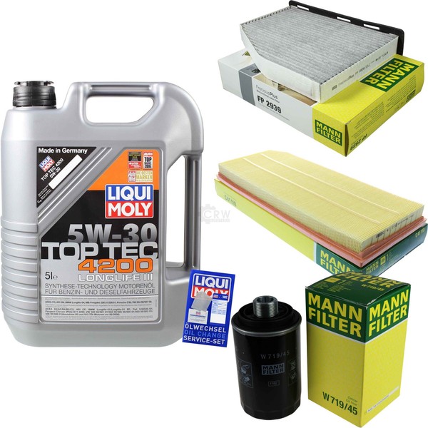Mann Inspektionspaket 5L Liqui Moly Top Tec 4200 5W-30 FüR VW Golf V 2.0 GTI EOS-image