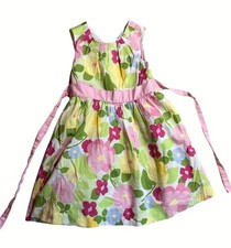 Crazy 8 Girls Floral Sleeveless Dress Size 4 Cotton Blend Pink Green Yellow