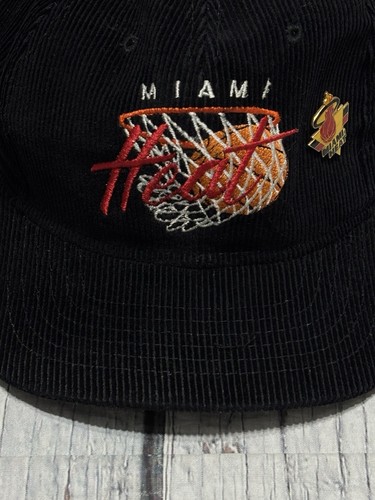 Vintage Miami Heat Corduroy Drew Pearson SnapBack Hat Green Yougan Rare - Picture 2 of 13