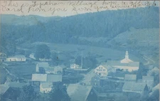 Topsham Village Bird's Eye View Church Houses 1906 Cyanotype RPPC Postcard