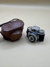 Vintage Sanwa MYCRO 2" Mini Spy Film Camera Japan & Brown Leather Case Untested